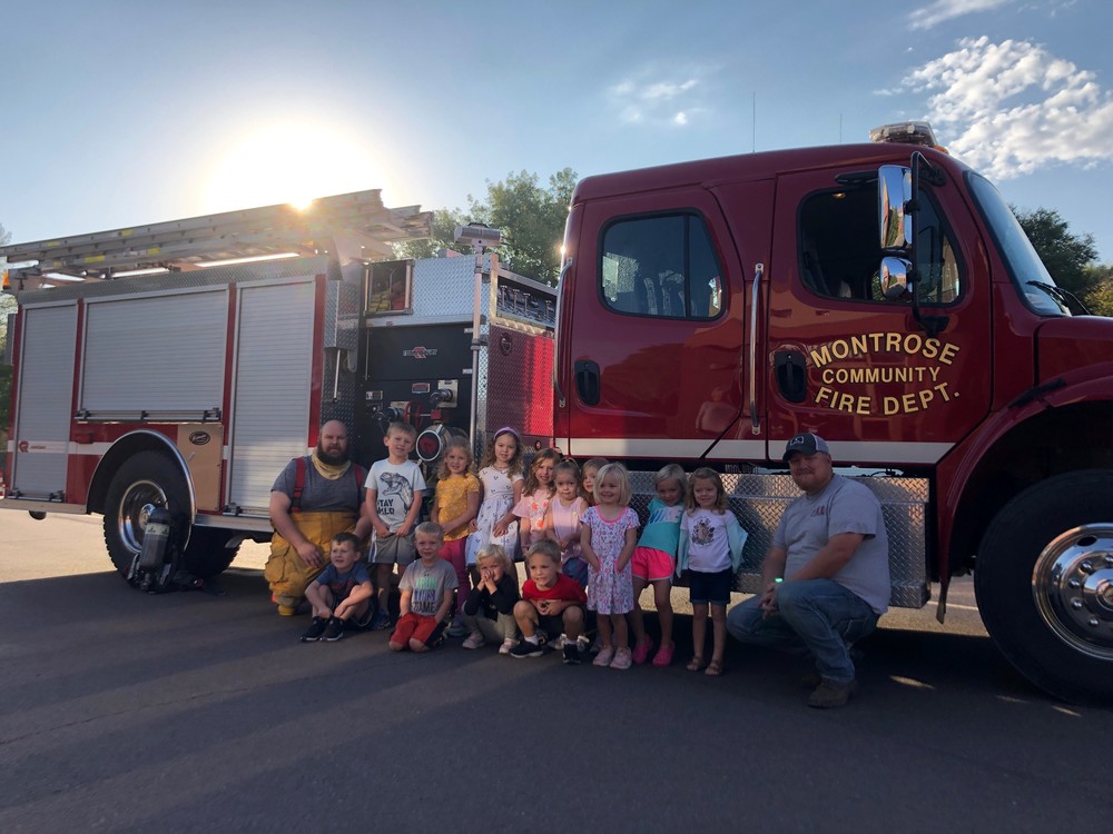Preschool visits fire truck